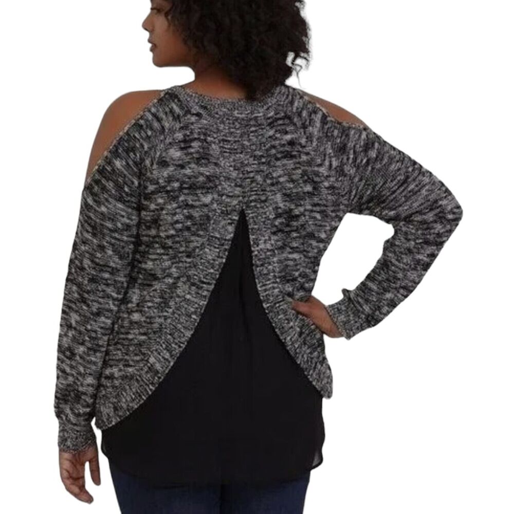 Torrid Marled Cold Shoulder Split Back Sweater To… - image 2